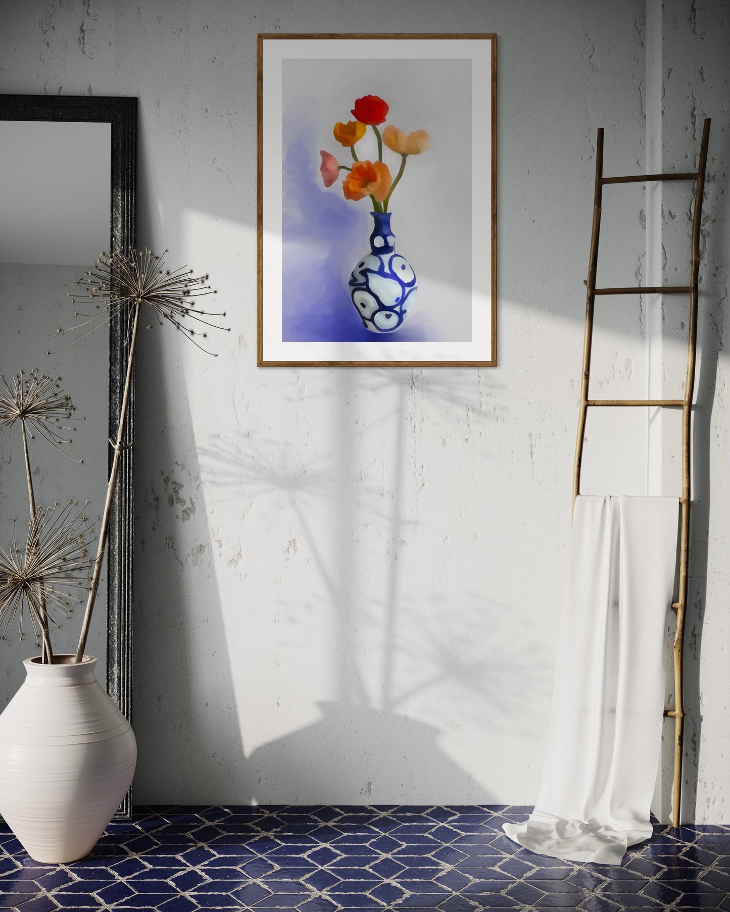 Blue flowers vase - Digital Illustration