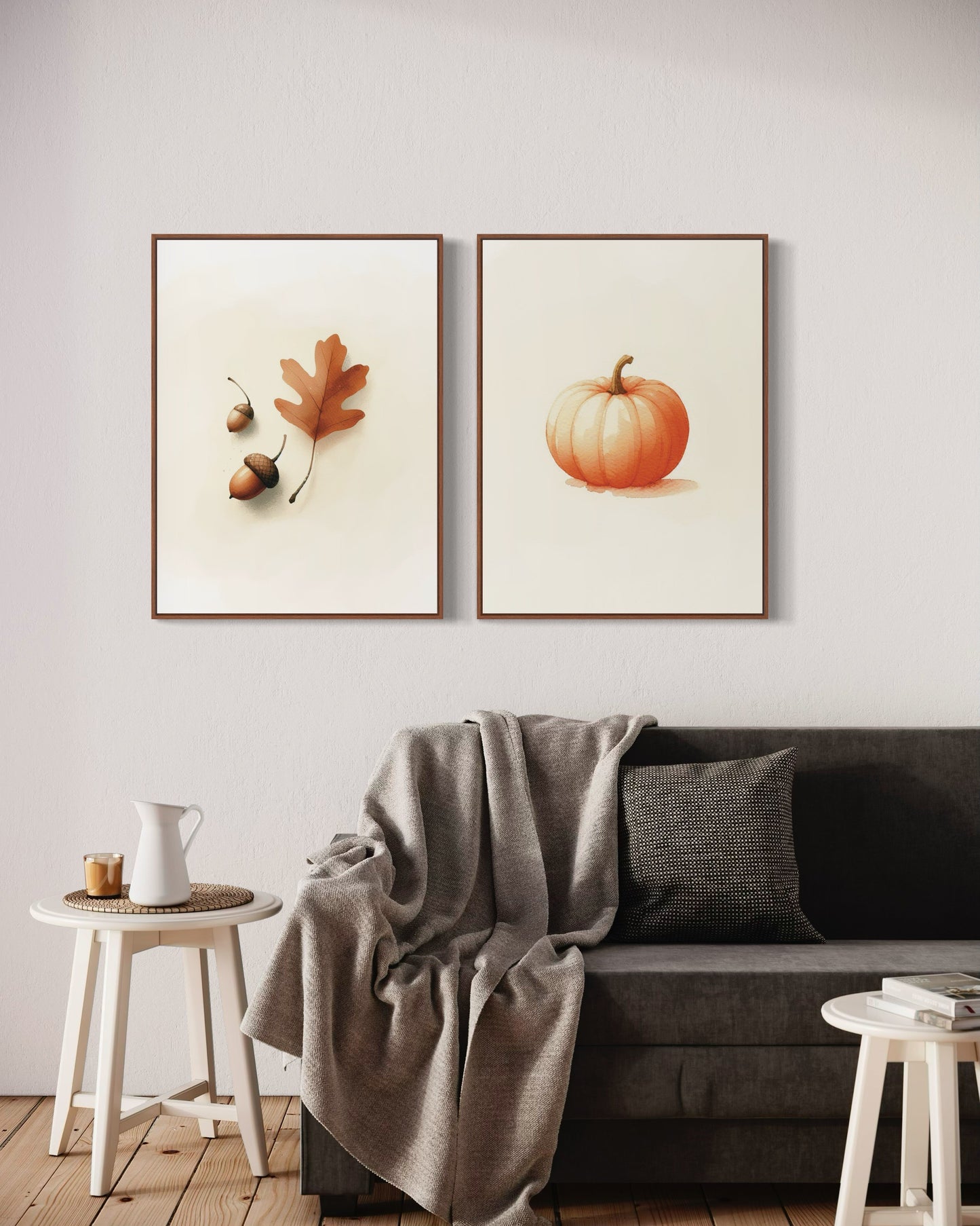 Set of 3 Digital Watercolor Autumn Illustrations